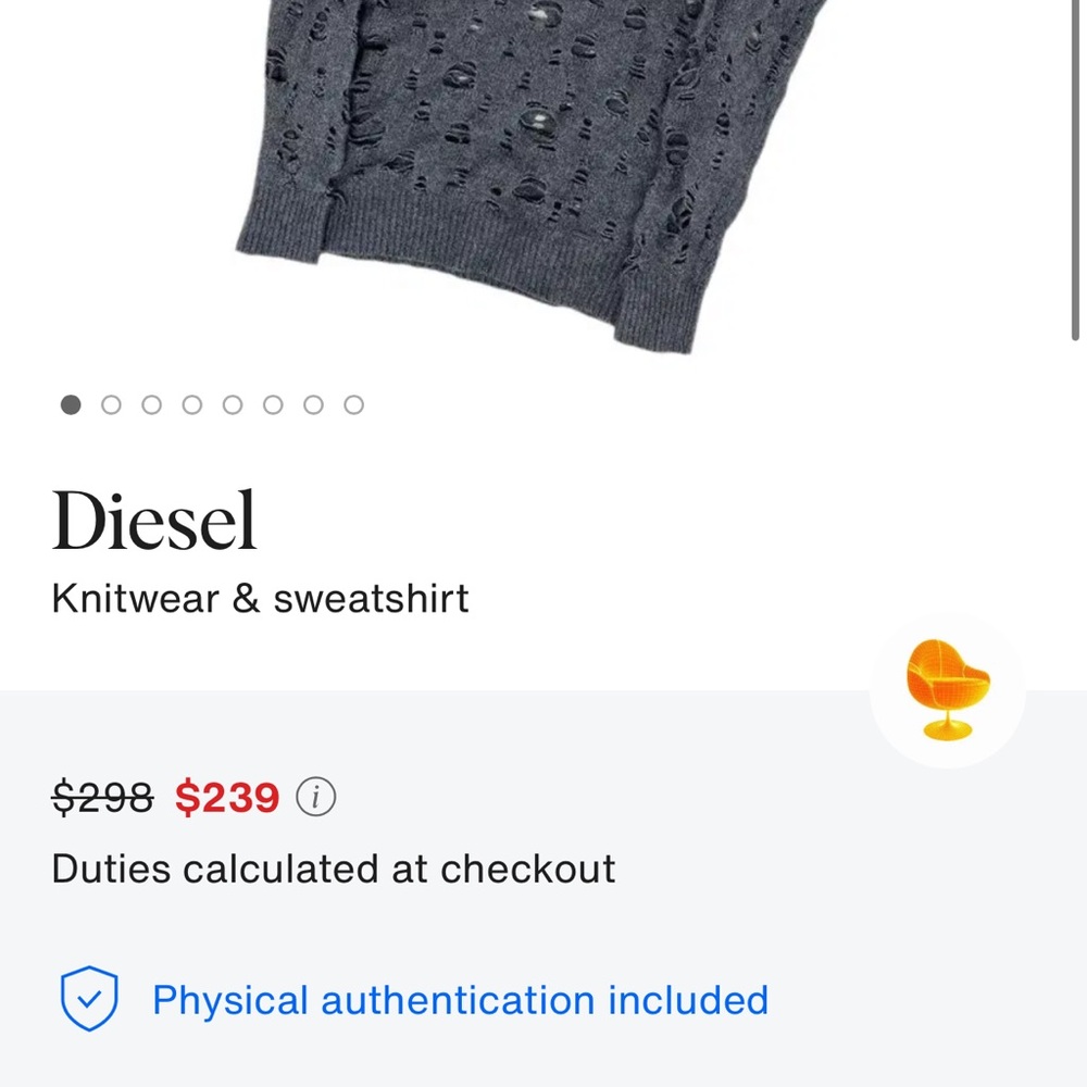 Diesel Grey Ripped Distressed Sweater | - Picture 8 of 8